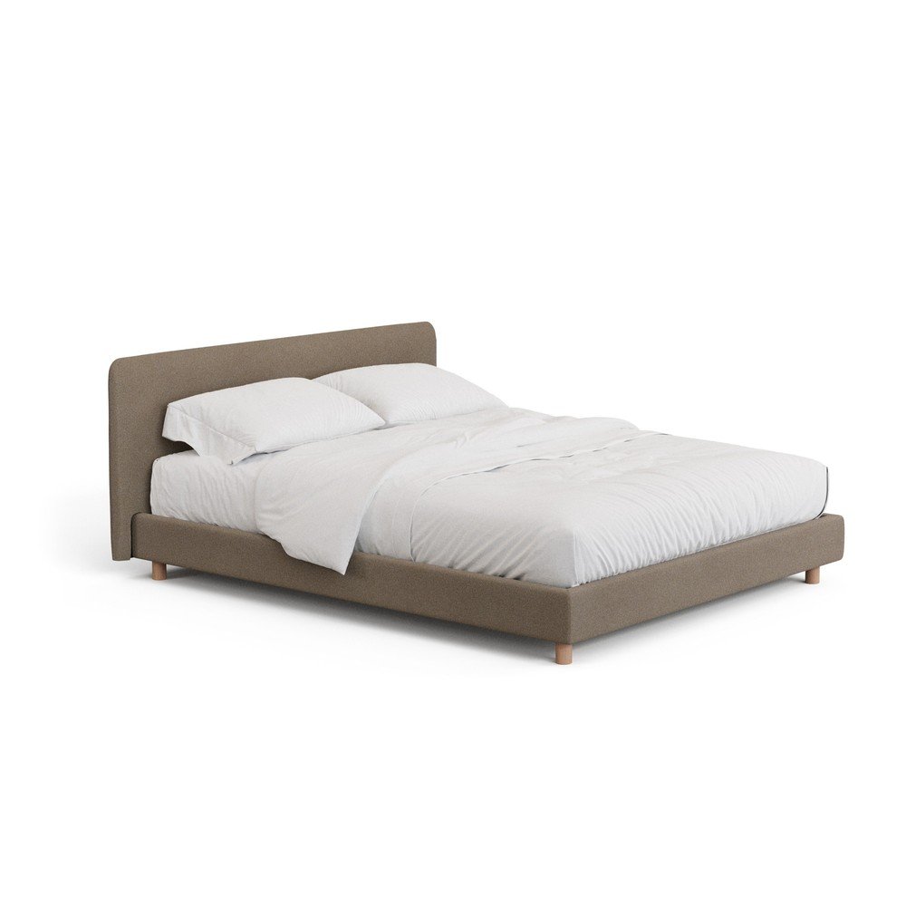Barna kárpitozott franciaágy ágyrács nélkül 160x200 cm Valma – Kave Home