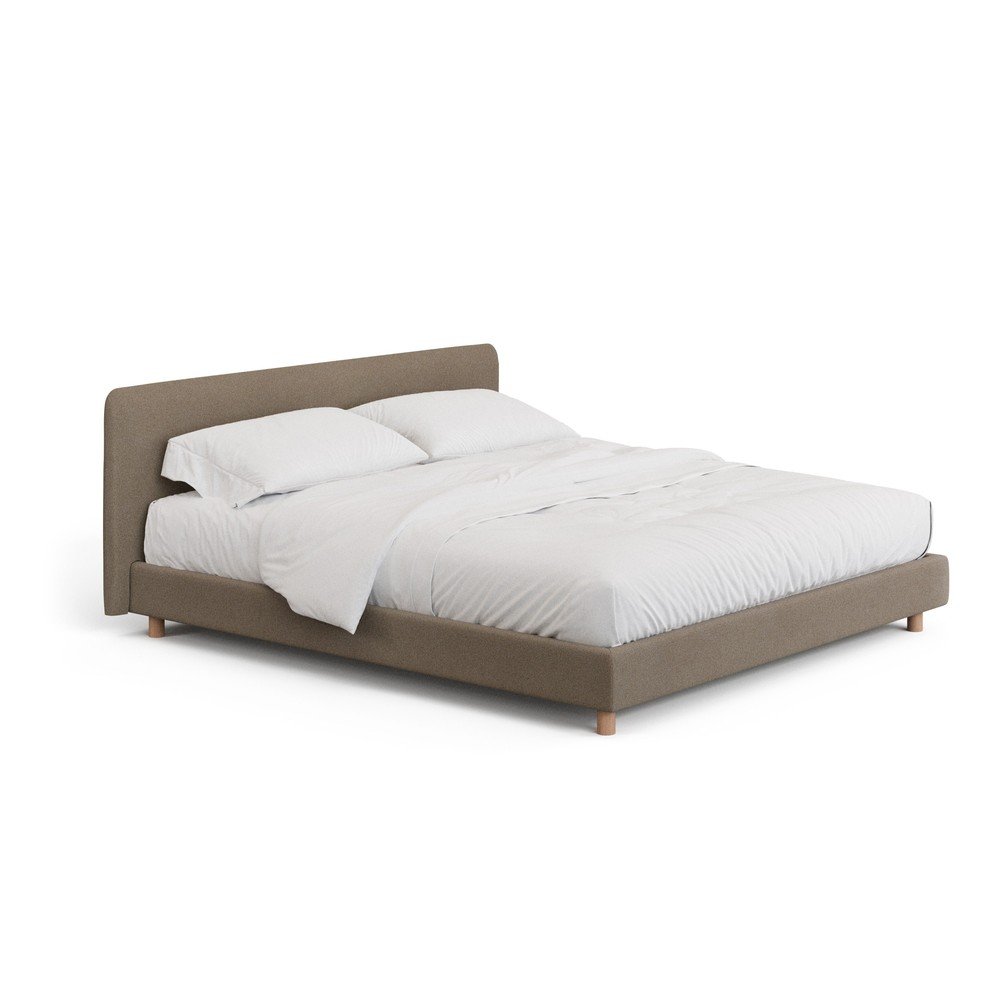 Barna kárpitozott franciaágy ágyrács nélkül 180x200 cm Valma – Kave Home