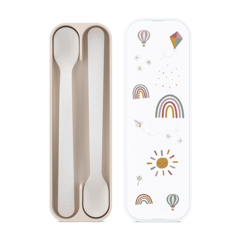 Bézs műanyag gyerek kanál szett 2 db-os Sunshine & Rainbow – Mepal