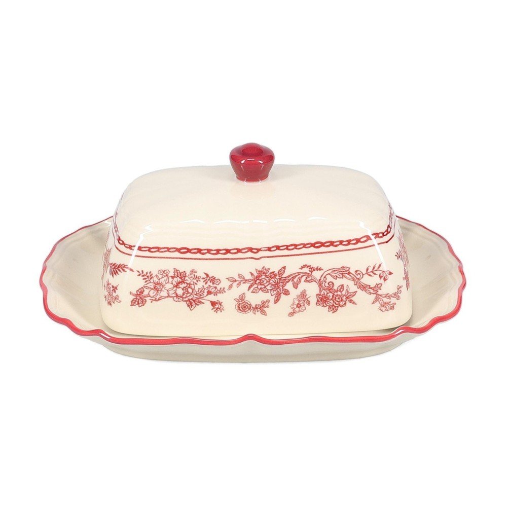 Borvörös-elefántcsont színű porcelán vajtartó Cyril – S|P Collection