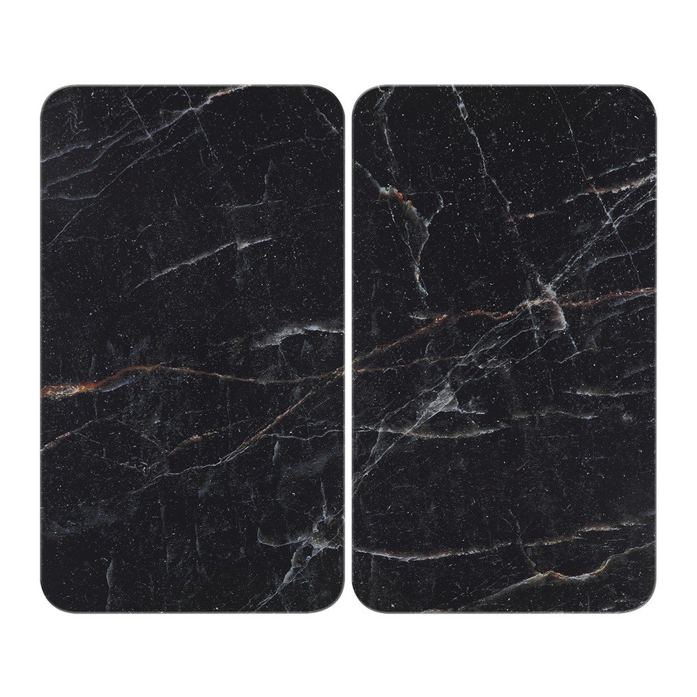 Edzett üveg tűzhely fedőlap szett 2 db-os 52x30 cm Black Marble – Wenko