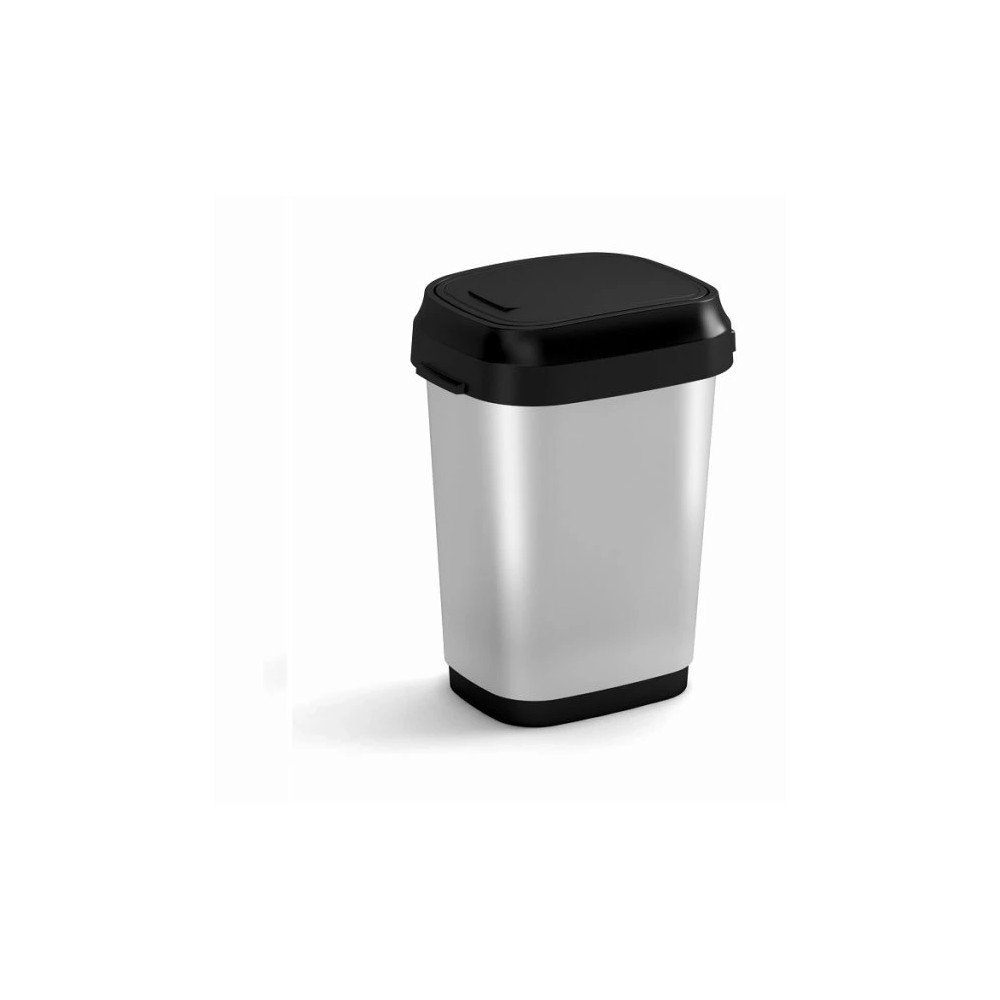 Ezüstszínű műanyag pedálos szemetes 10 l Dual Swing Bin Style S – KIS