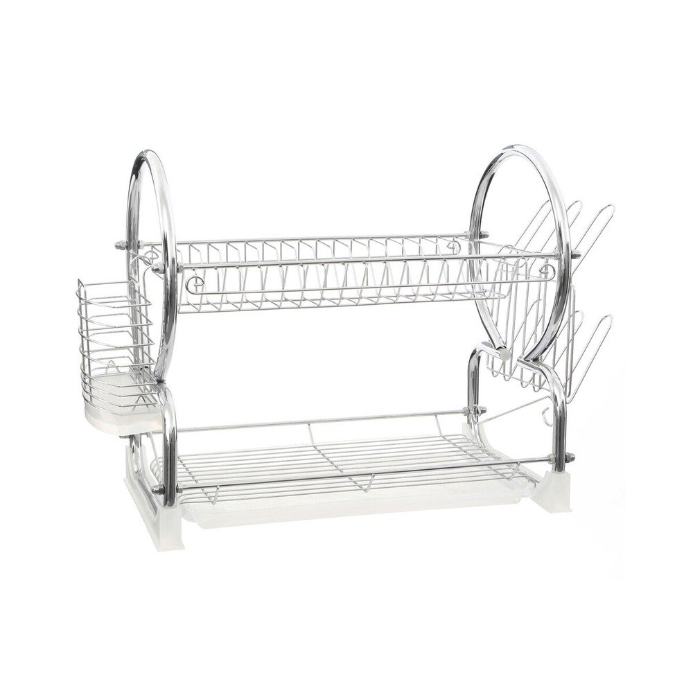 Ezüstszínű rozsdamentes acél kétszintes edényszárító 56x25 cm Laurie – Premier Housewares