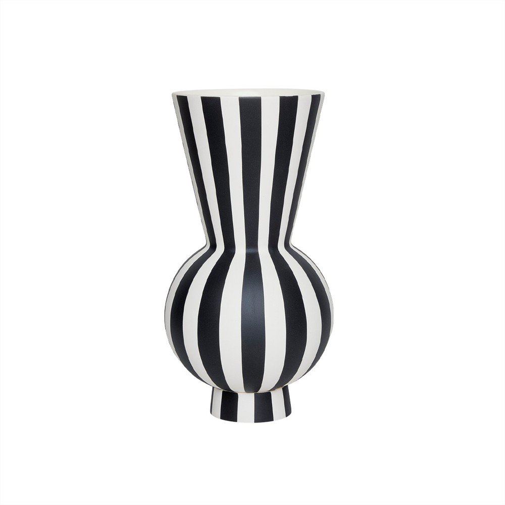 Fehér-fekete kőedény kézzel készített váza (magasság 28 cm) Toppu – OYOY Living Design