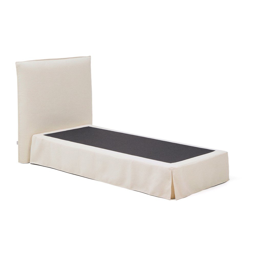Fehér kárpitozott egyszemélyes ágy 90x200 cm Jaira – Kave Home