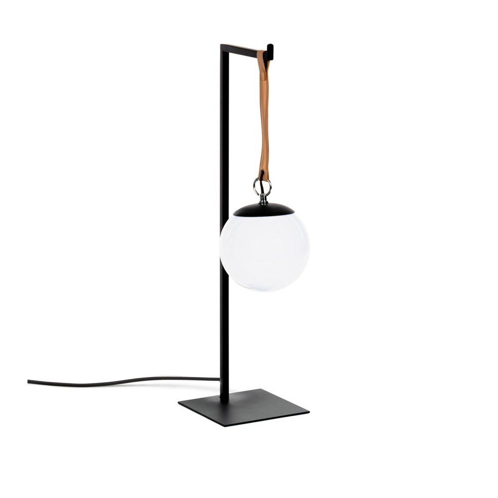 Fekete fém asztali lámpa műanyag búrával (magasság 60 cm) Monteiro – Kave Home
