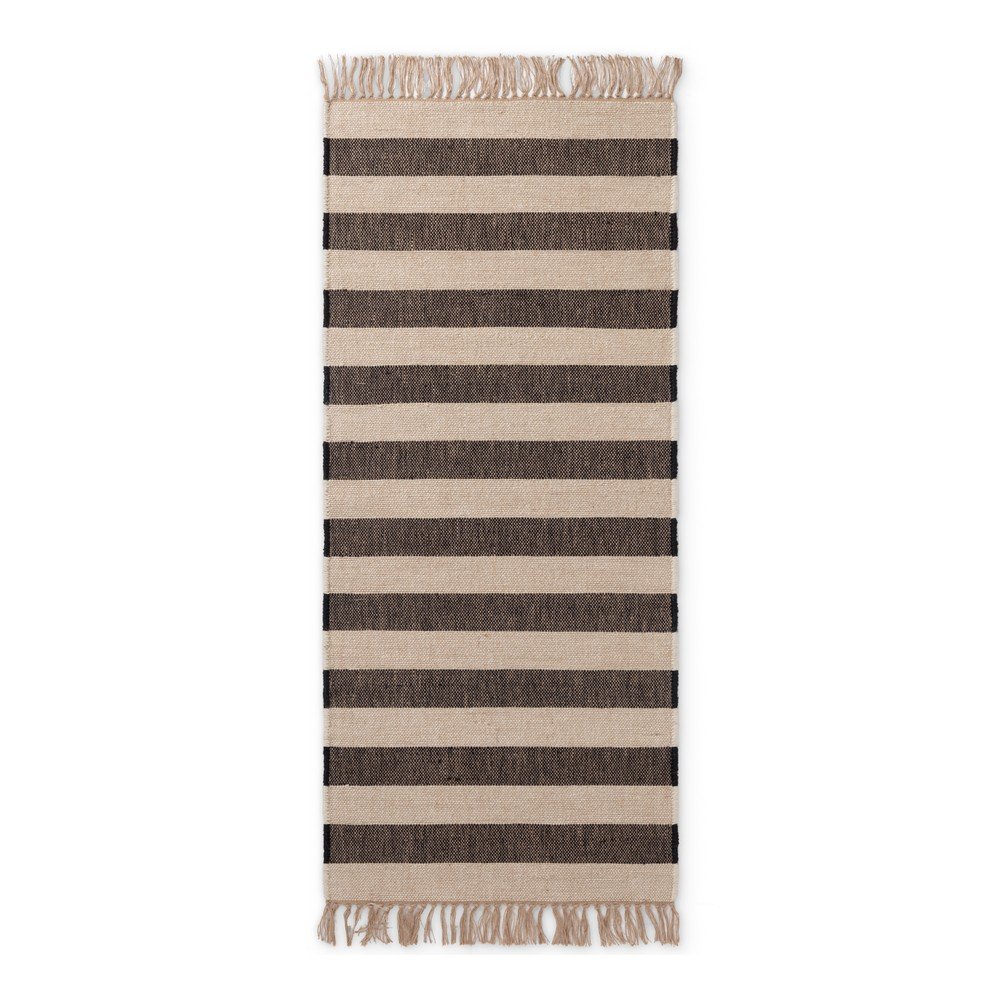 Fekete-krémszínű kétoldalas-kézi szövésű juta futószőnyeg 80x300 cm Playa – Hanse Home