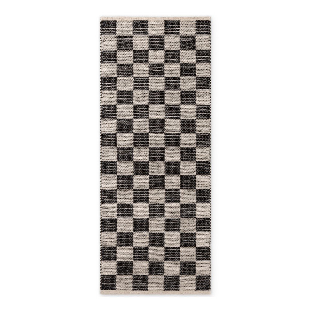Fekete-krémszínű kétoldalas-kézi szövésű jutakeverék futószőnyeg 80x300 cm Rex – Hanse Home