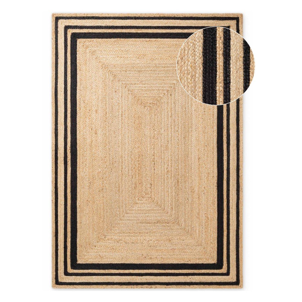 Fekete-natúr színű kétoldalas-kézi szövésű juta szőnyeg 200x300 cm Looma – Hanse Home