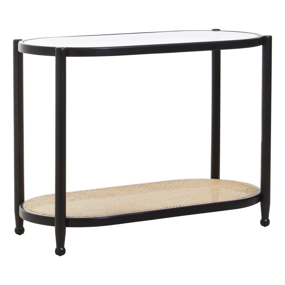 Fekete-natúr színű konzolasztal üveg asztallappal 49x100 cm Cebu – Premier Housewares