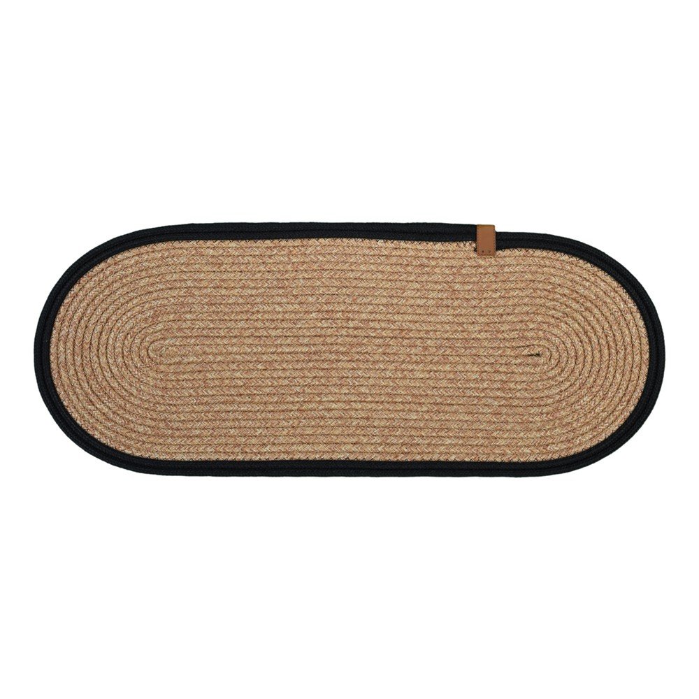 Fekete-natúr színű lépcsőszőnyeg szett 16 db-os 25x65 cm Milo Frame – Vitaus