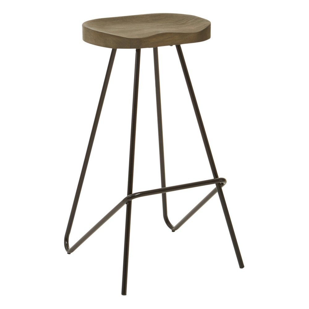 Fekete-natúr színű szilfa bárszék (ülésmagasság 78 cm) District – Premier Housewares