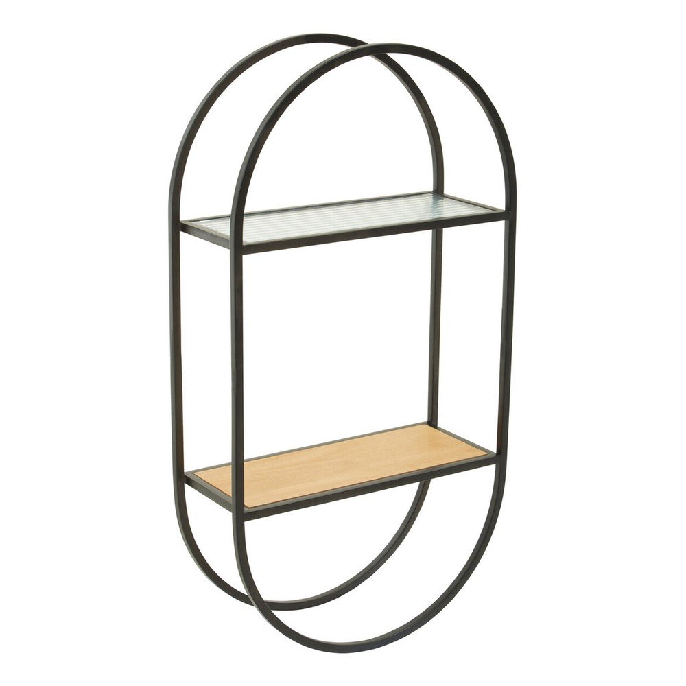 Fekete-natúr színű többszintes fém fali polc 35 cm Mataram – Premier Housewares