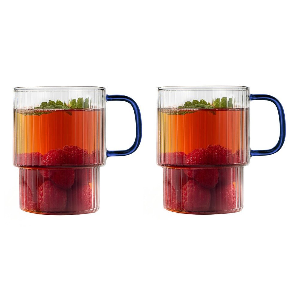 Kék üveg bögre szett 2 db-os cappucinóhoz 350 ml Livio – Vialli Design