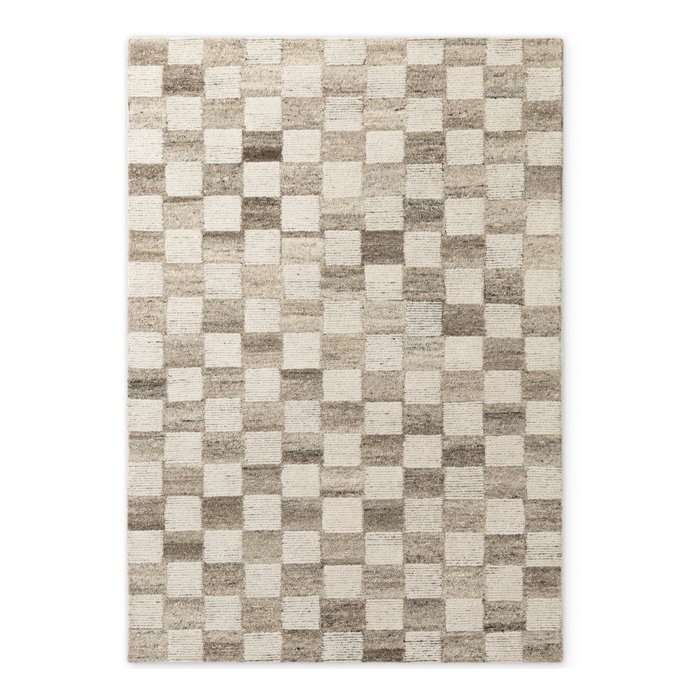Krémszínű kézi szövésű gyapjú szőnyeg 200x300 cm Boho 1.0 Quadra – Vikosa