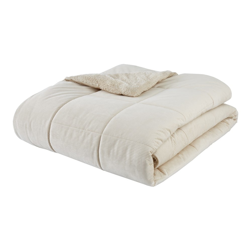Krémszínű mikroplüss steppelt ágytakaró franciaágyra 200x220 cm Cosy Cord – Catherine Lansfield