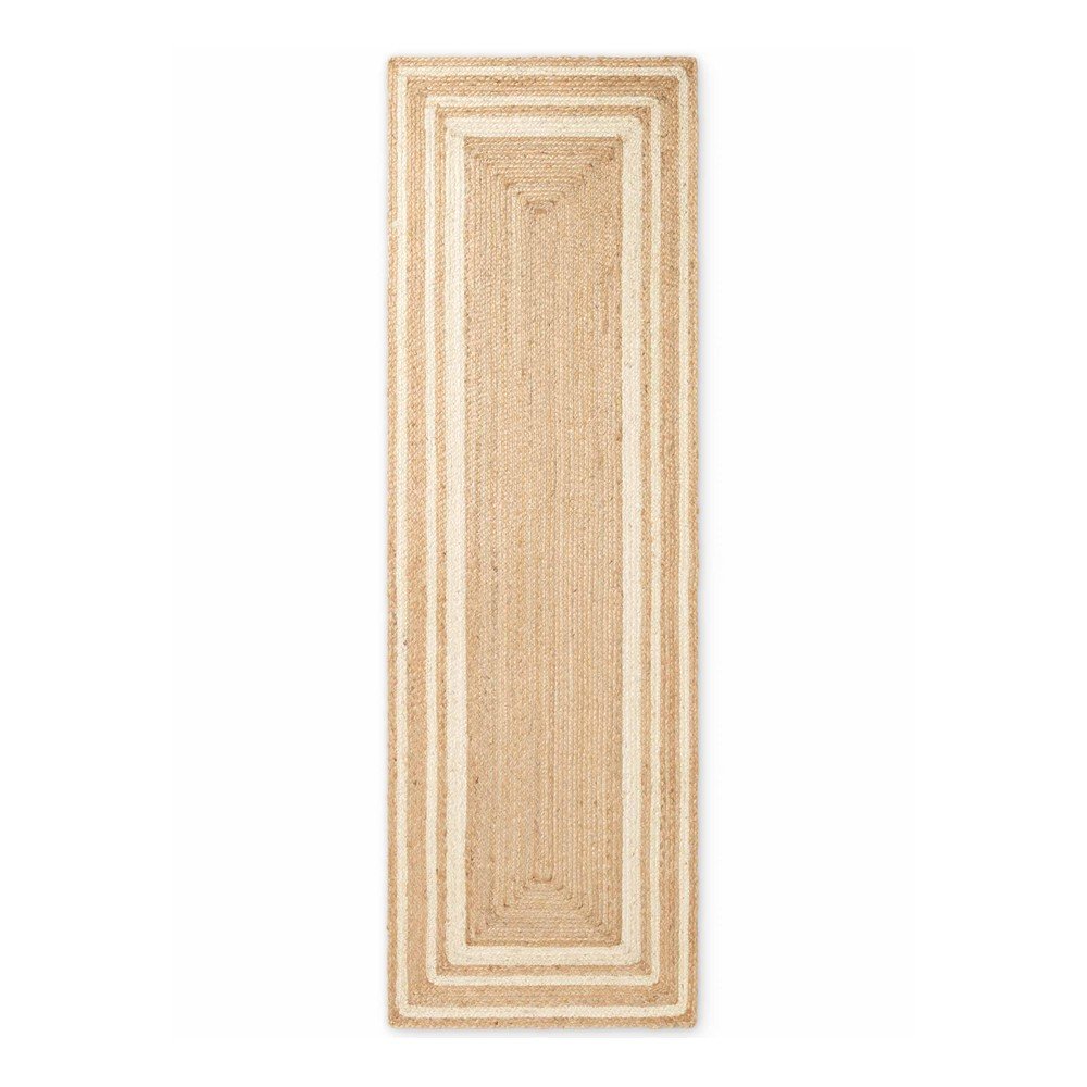 Krémszínű-natúr színű kétoldalas-kézi szövésű juta futószőnyeg 80x250 cm Looma – Hanse Home