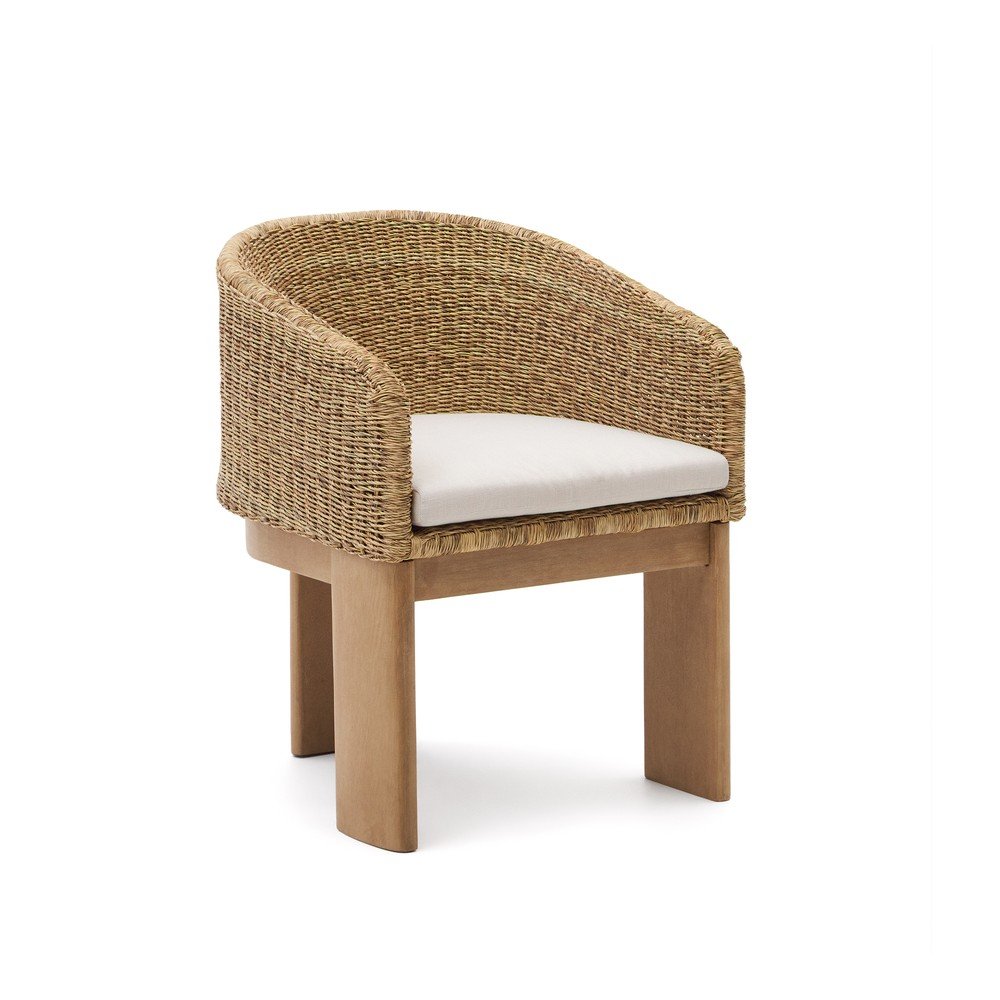 Natúr színű párnázott-rattan kerti szék Xoriguer – Kave Home