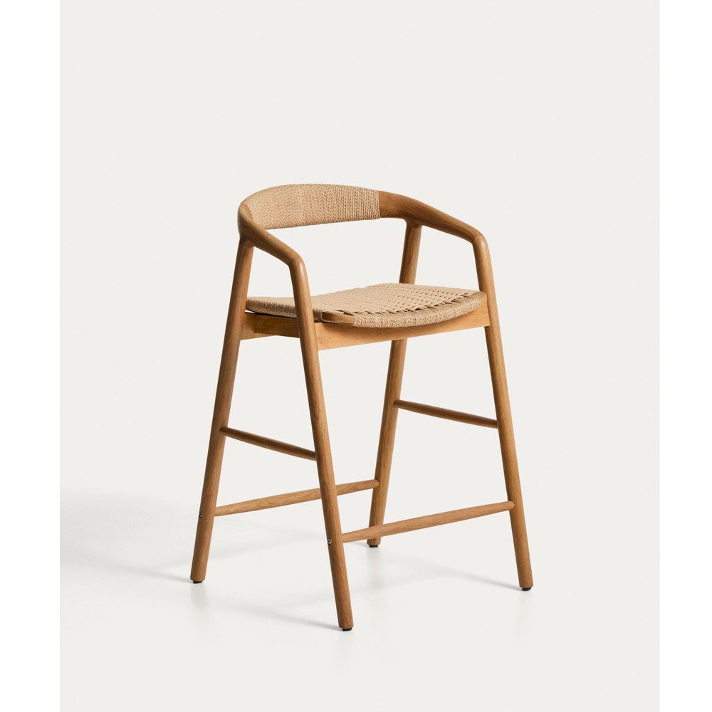 Natúr színű tölgyfa karfás bárszék (ülésmagasság 65 cm) Derile – Kave Home