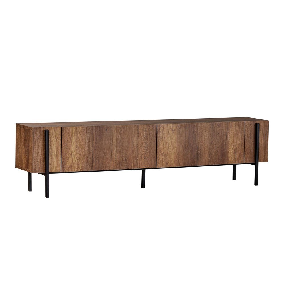 Sötét natúr színű TV-állvány diófa dekorral 180x45x30 cm Nexus – Kalune Design