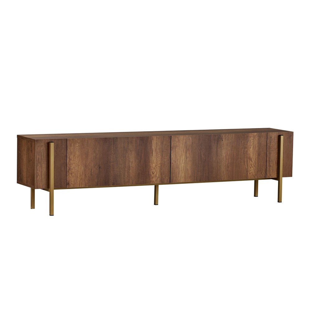 Sötét natúr színű TV-állvány diófa dekorral 180x45x30 cm Nexus – Kalune Design