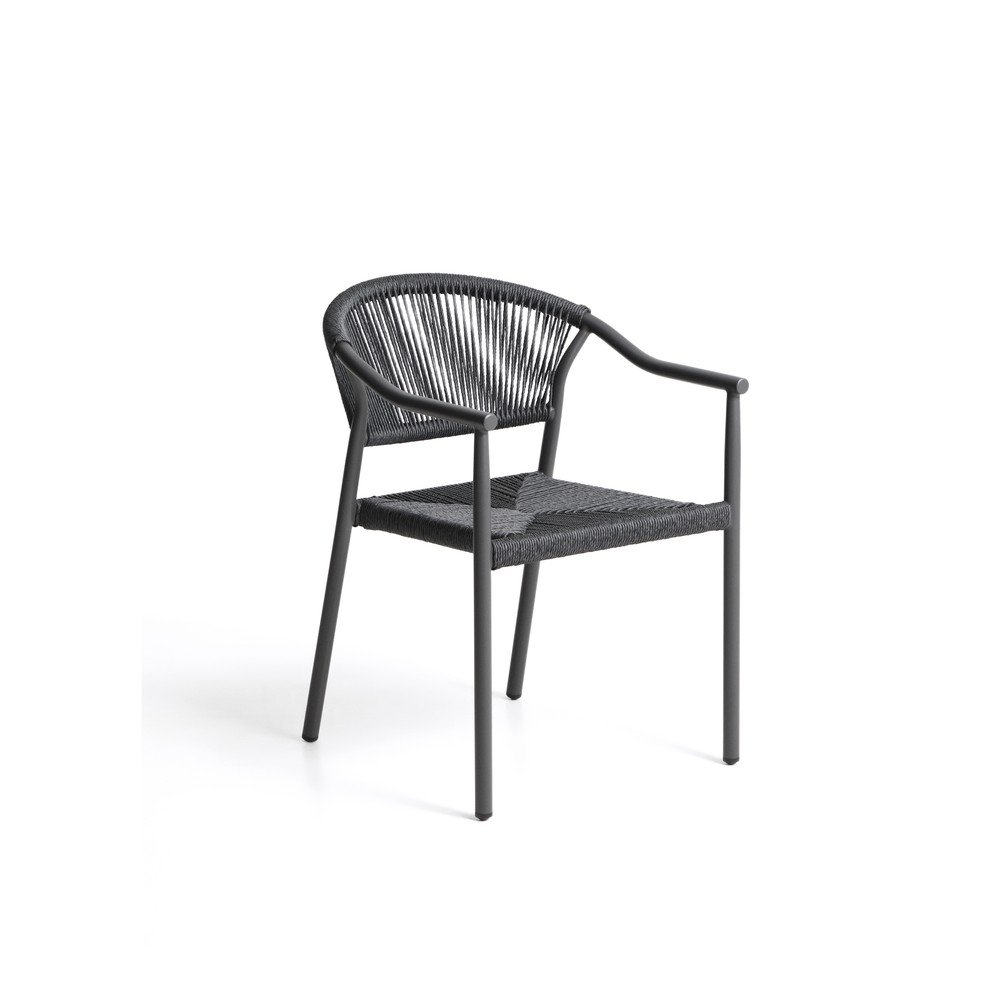 Sötétszürke rattan kerti szék Livadia – Kave Home