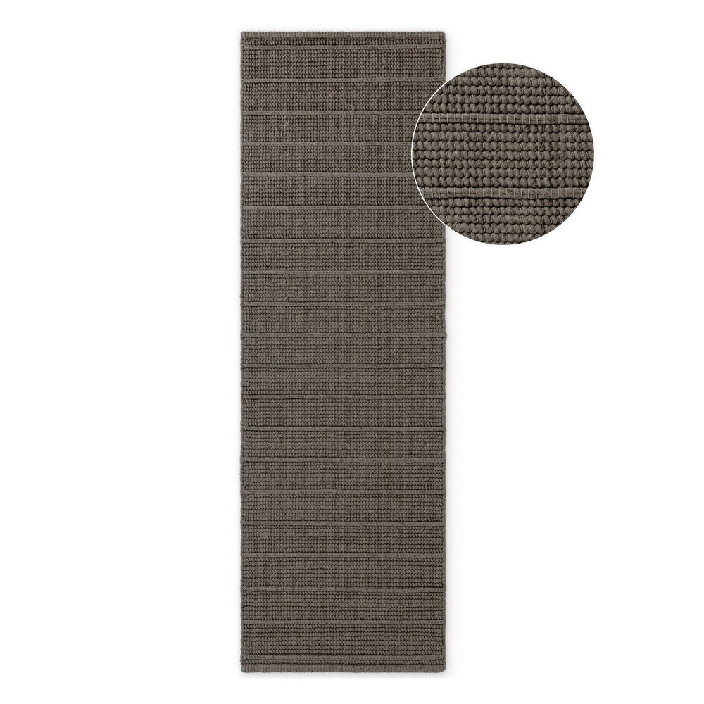 Sötétszürke-sötétbarna kézi szövésű gyapjú futószőnyeg 80x250 cm Camden Parker – Ted Baker