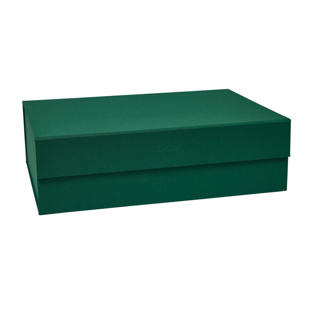 Sötétzöld fedeles karton tárolódoboz 45x33x15 cm Hako – OYOY Living Design