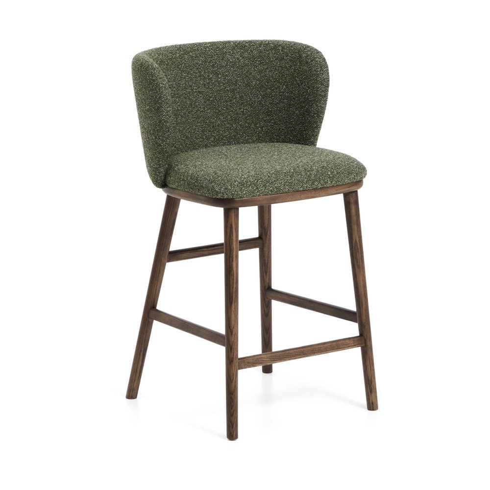 Sötétzöld kárpitozott bárszék (ülésmagasság 65 cm) Ciselia – Kave Home