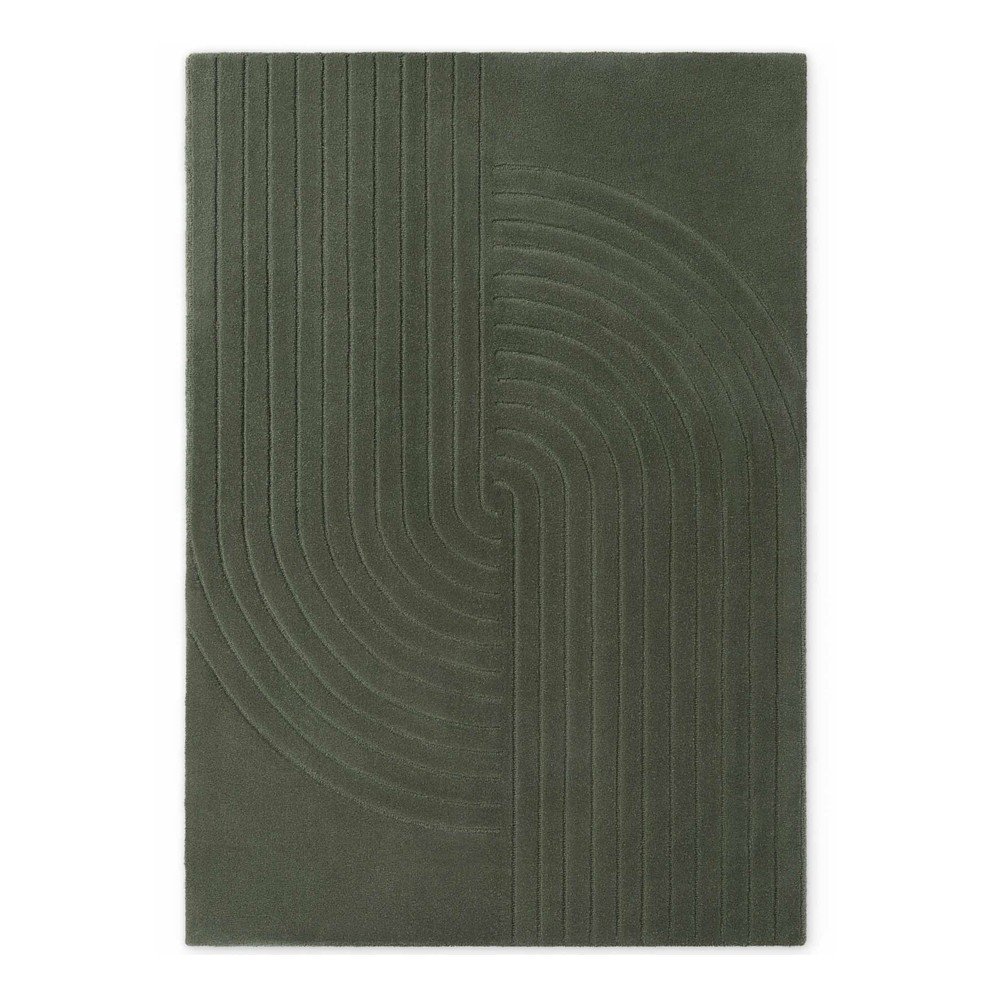 Sötétzöld kézi szövésű gyapjú szőnyeg 200x300 cm Arcura – Vikosa