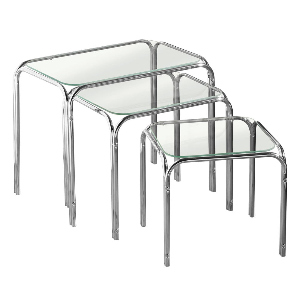 Tárolóasztal szett 3 db-os üveg asztallappal 30x46 cm Jordan – Premier Housewares