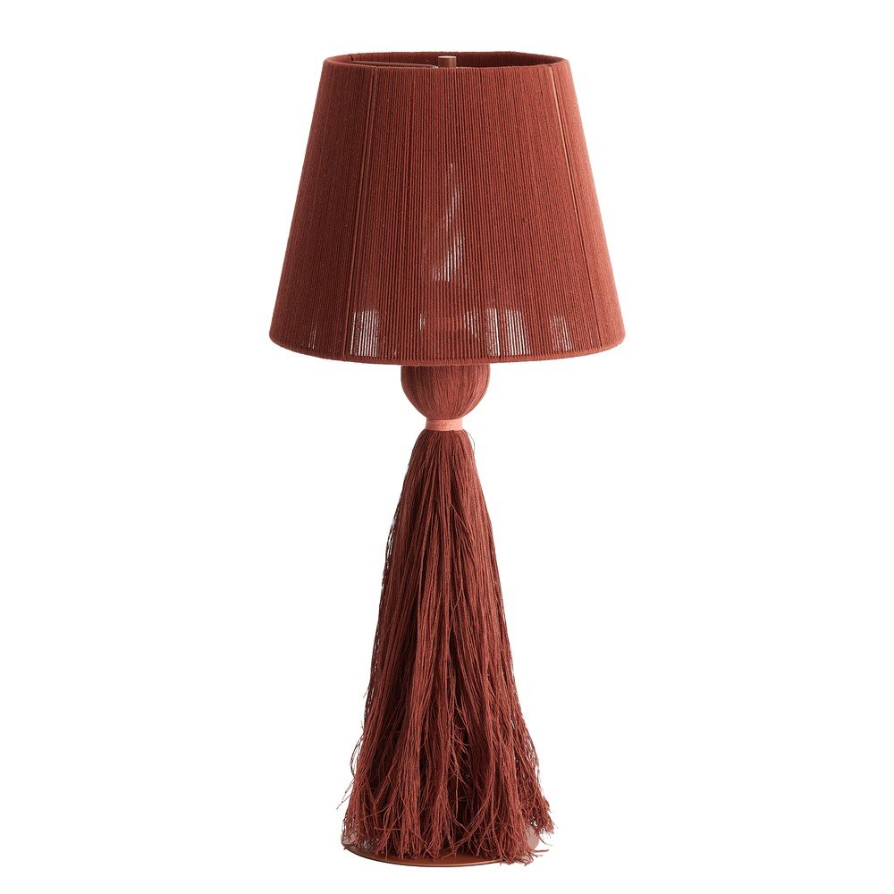 Téglavörös asztali lámpa textil búrával (magasság 58 cm) Espino – Light & Living