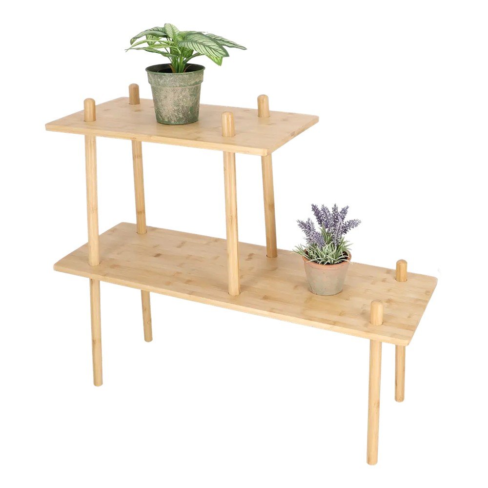 Világos natúr színű bambusz polcos állvány 84x73x30 cm – Esschert Design