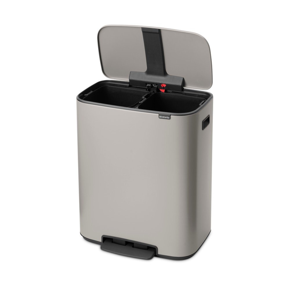 Világosszürke acél szelektív-pedálos szemetes 2x30 l Bo – Brabantia