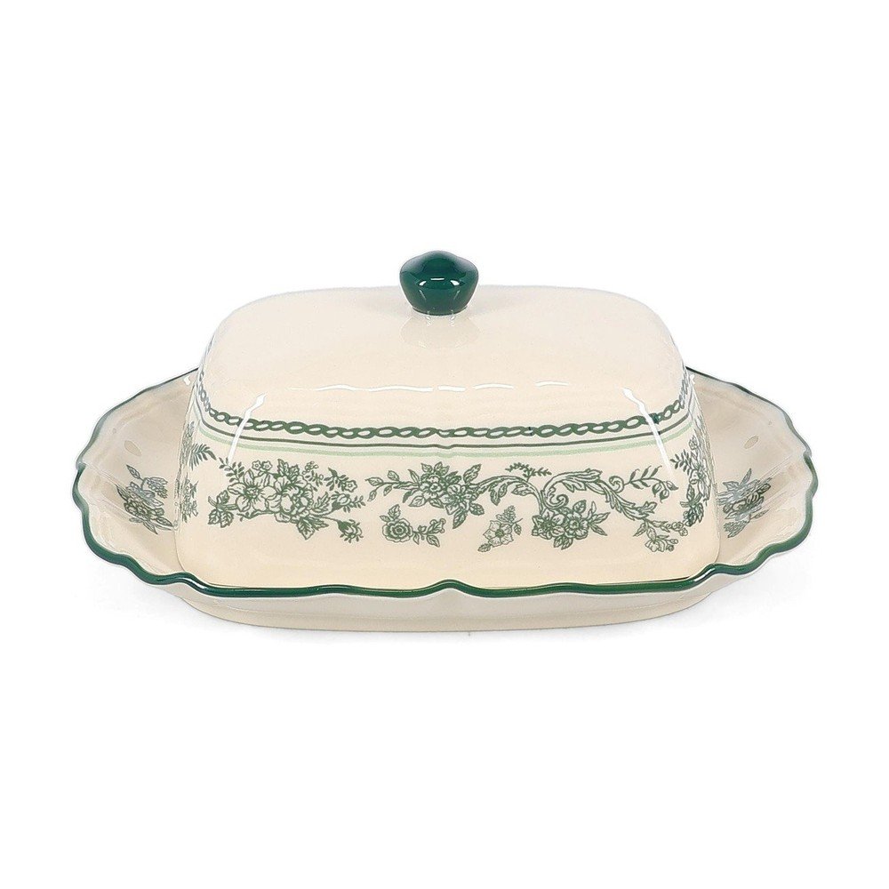 Zöld-elefántcsont színű porcelán vajtartó Cyril – S|P Collection