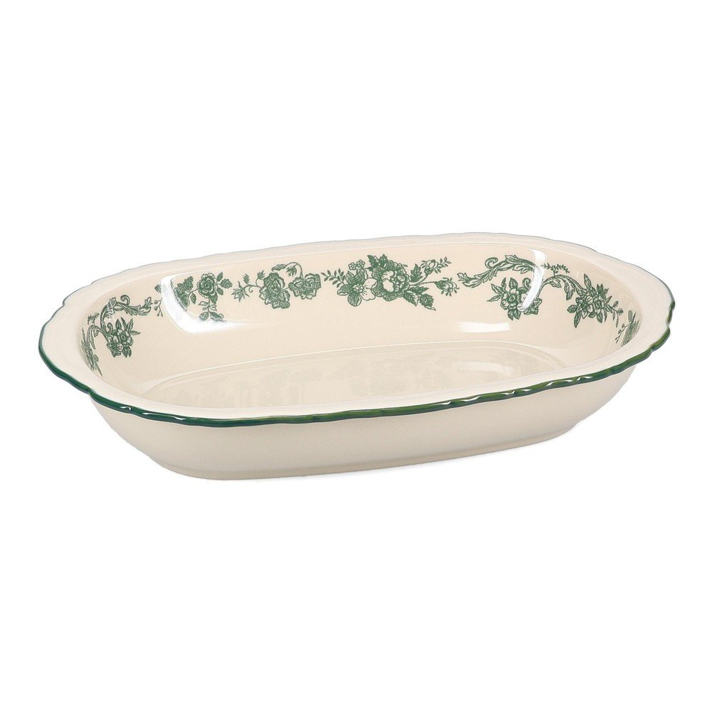 Zöld-elefántcsont színű szervírozó porcelán tányér Cyril – S|P Collection