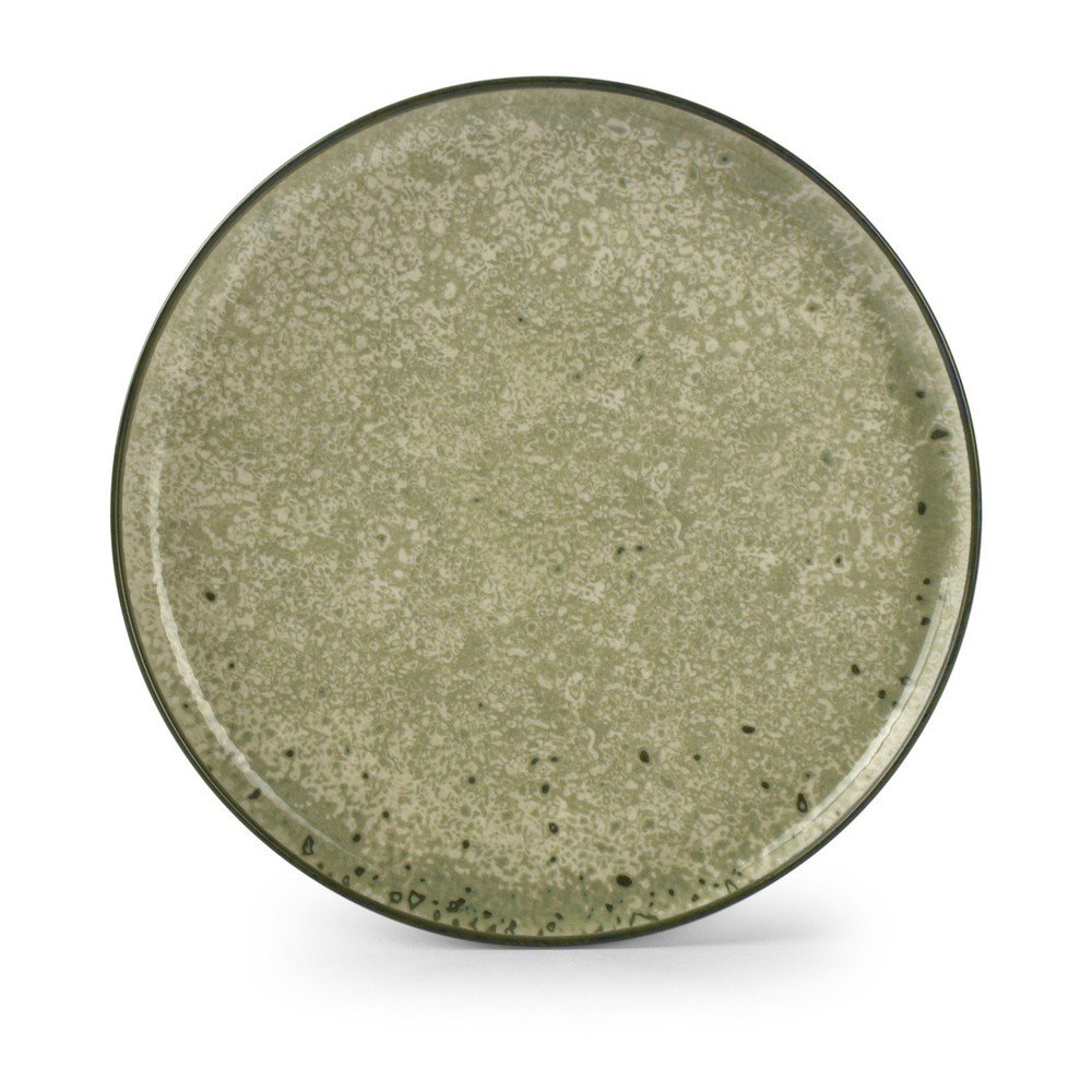 Zöld-krémszínű kőedény tányér ø 27 cm Gravel – ONA
