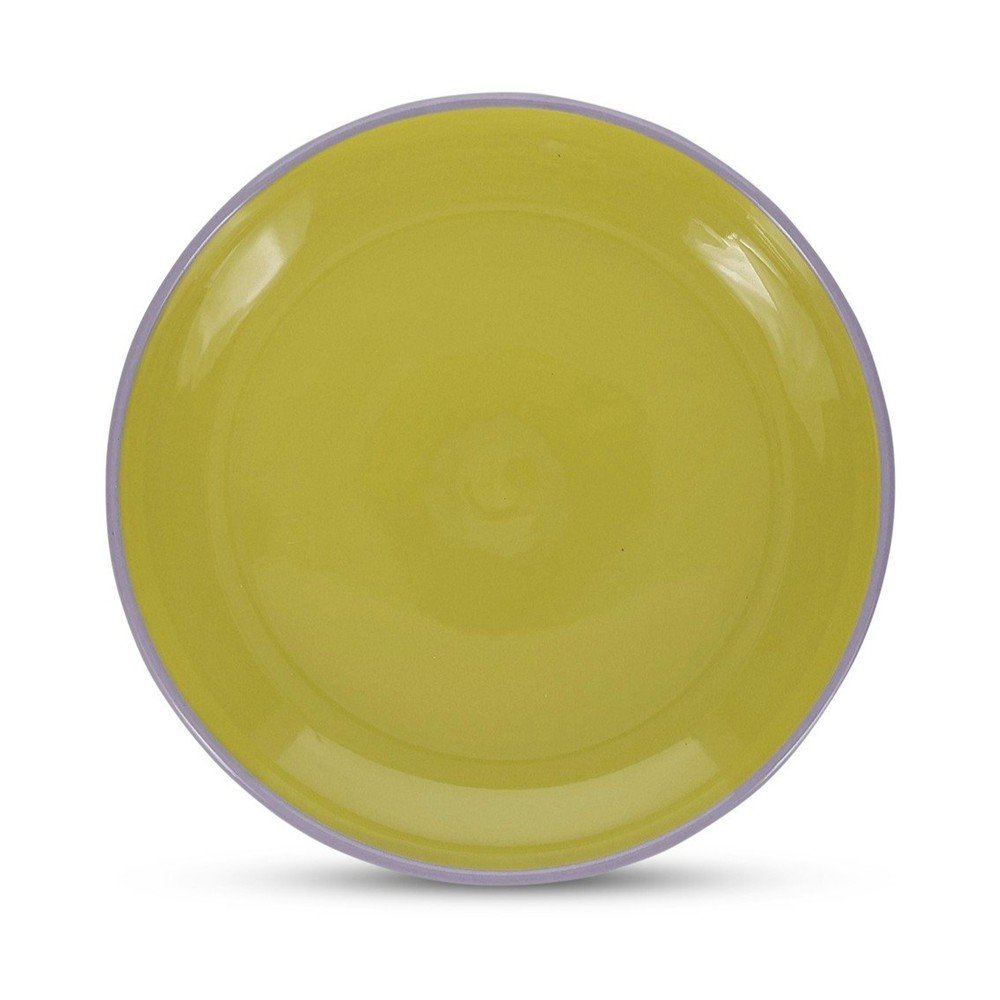 Zöld-lila desszertes kőedény tányér ø 18 cm Duo – ONA