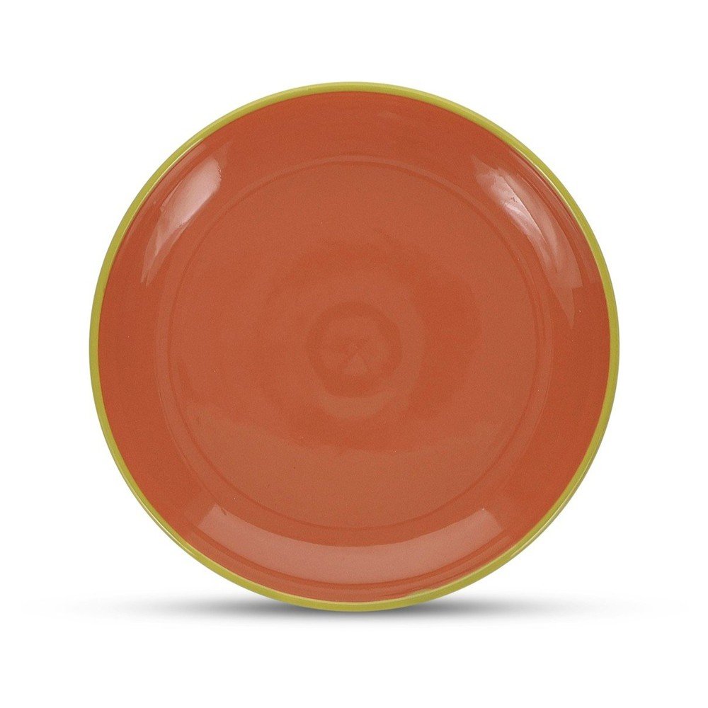 Zöld-narancssárga desszertes kőedény tányér ø 18 cm Duo – ONA