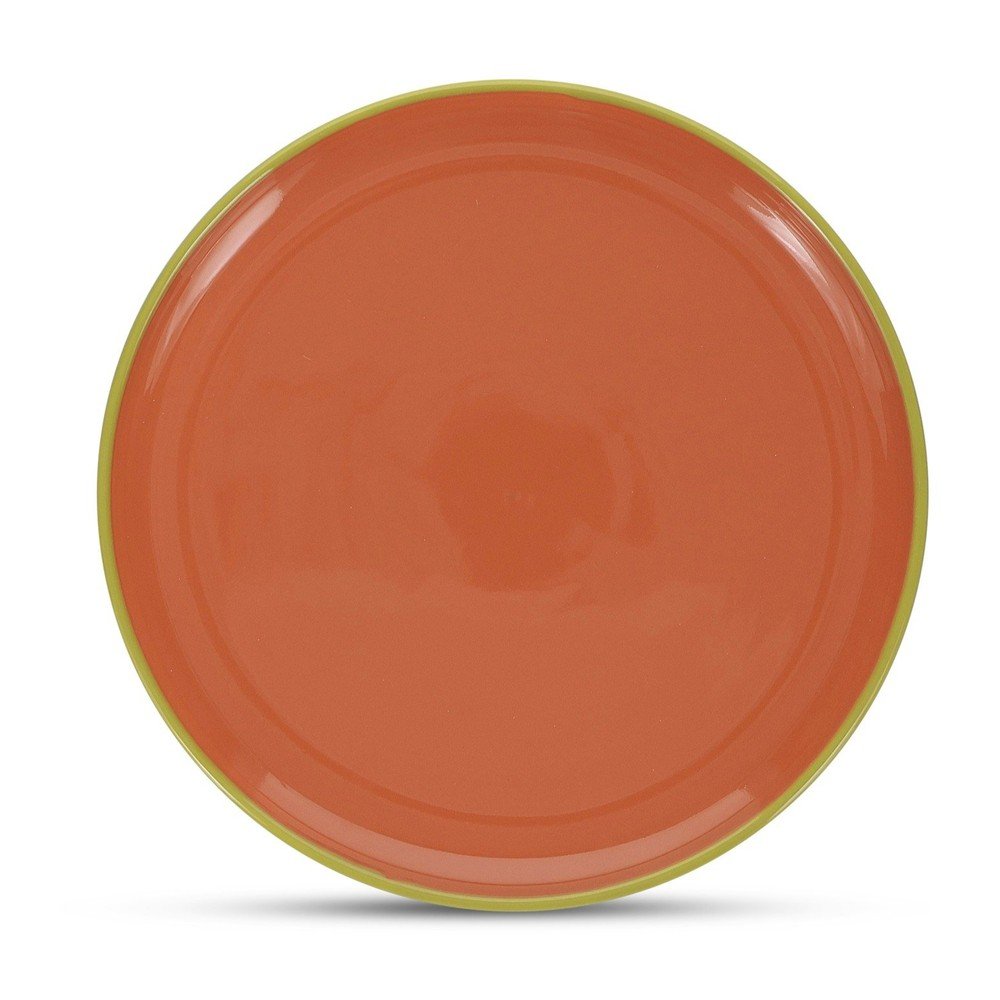 Zöld-narancssárga kőedény tányér ø 26 cm Duo – ONA