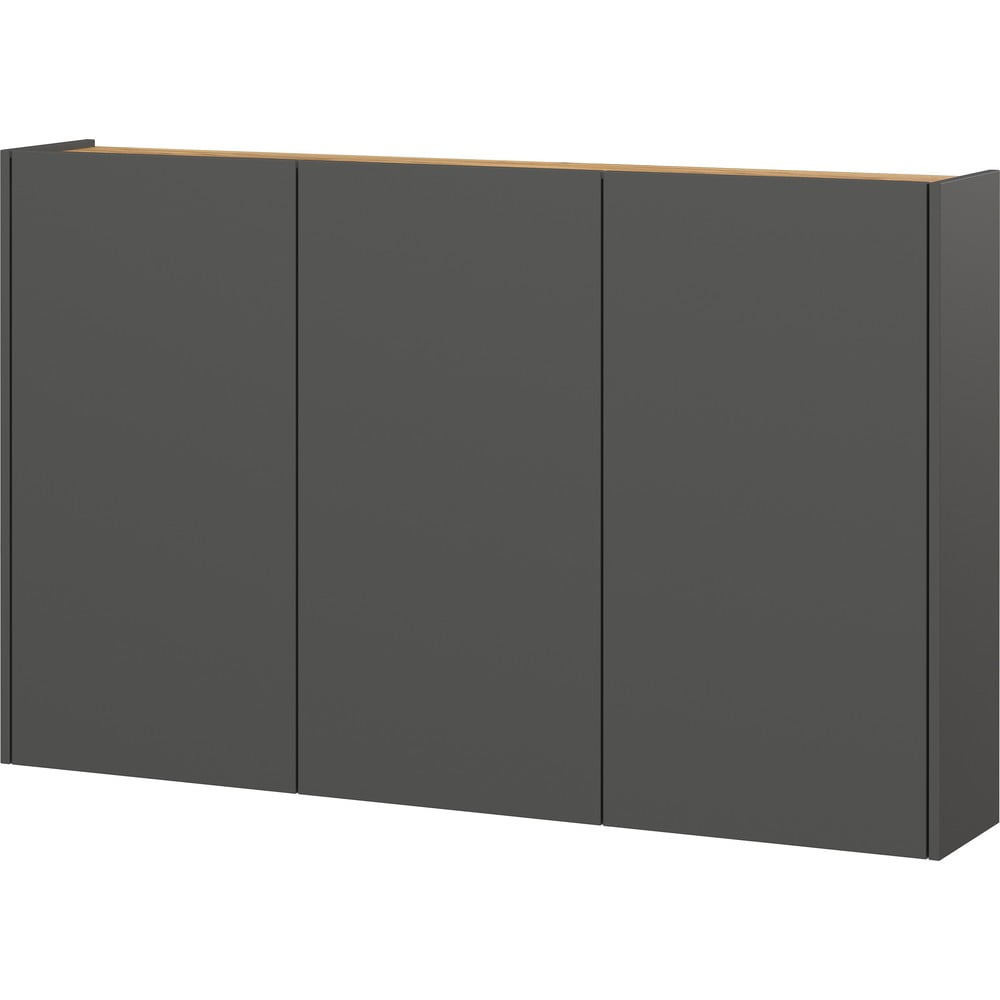 Antracitszürke függő szekrény tölgyfa dekorral 138x87x25 cm Libbiano – Germania