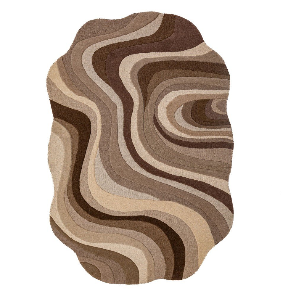 Barna-bézs kézi szövésű gyapjú szőnyeg 160x230 cm Envy Wool – Flair Rugs
