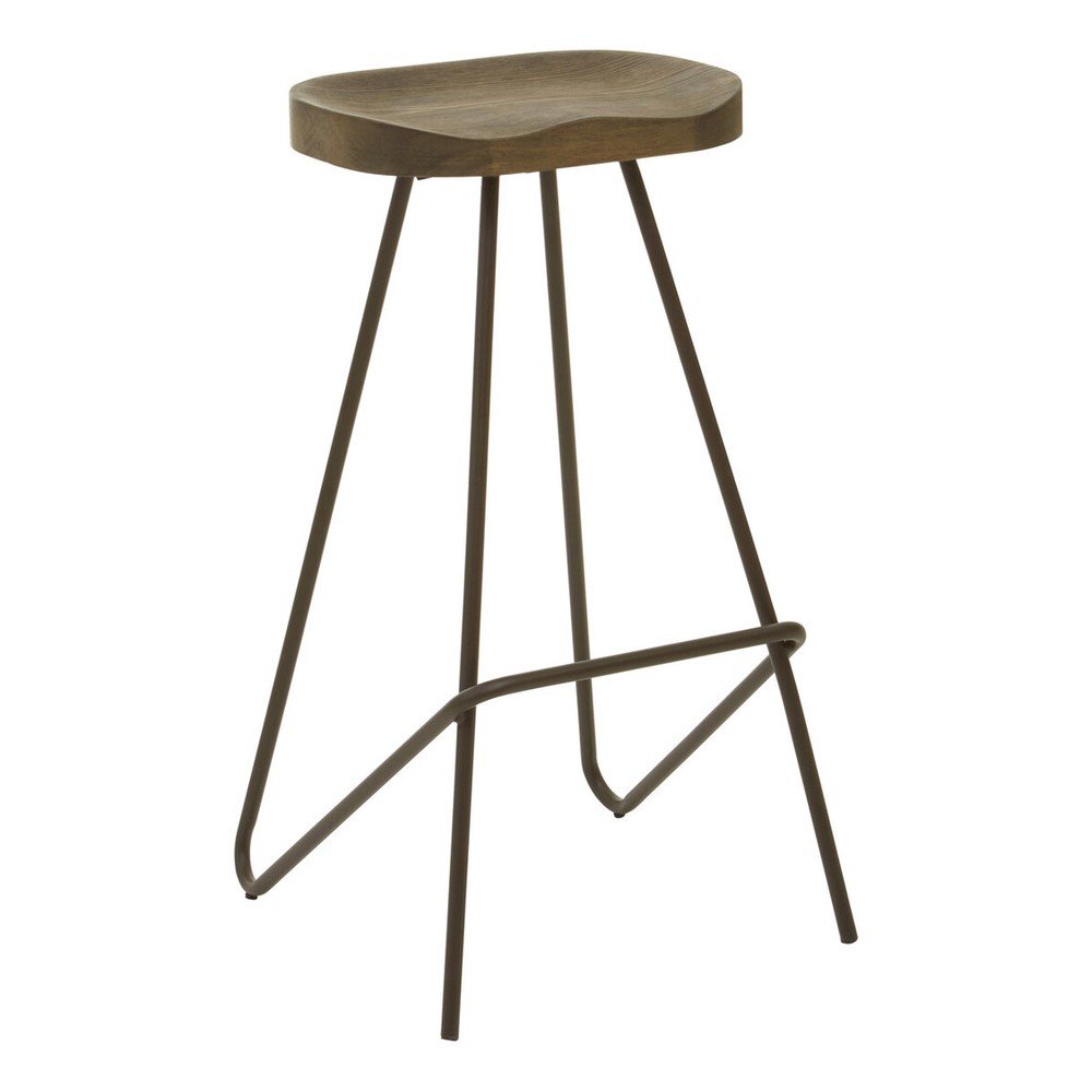Barna-natúr színű szilfa bárszék (ülésmagasság 78 cm) District – Premier Housewares