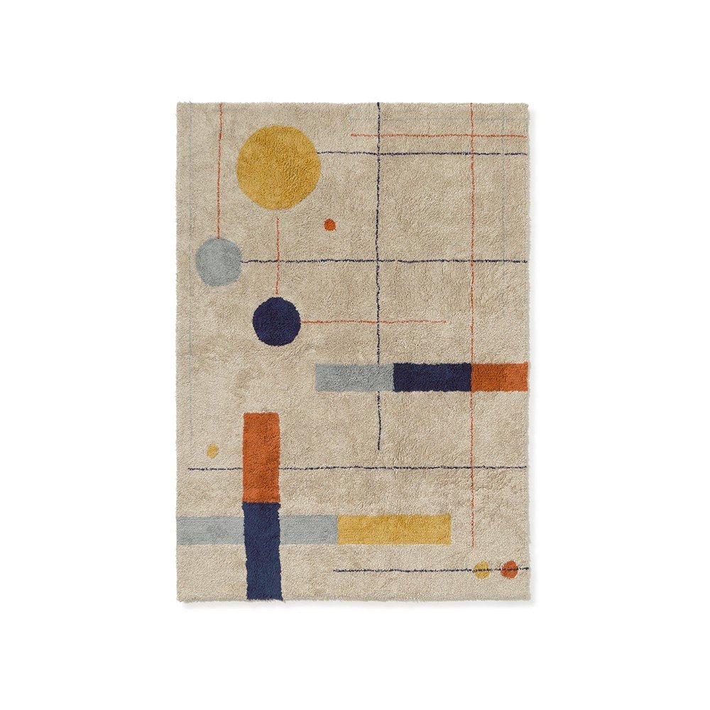 Bézs mosható-kézi szövésű pamut szőnyeg 120x160 cm Geometrical Shapes – Lorena Canals