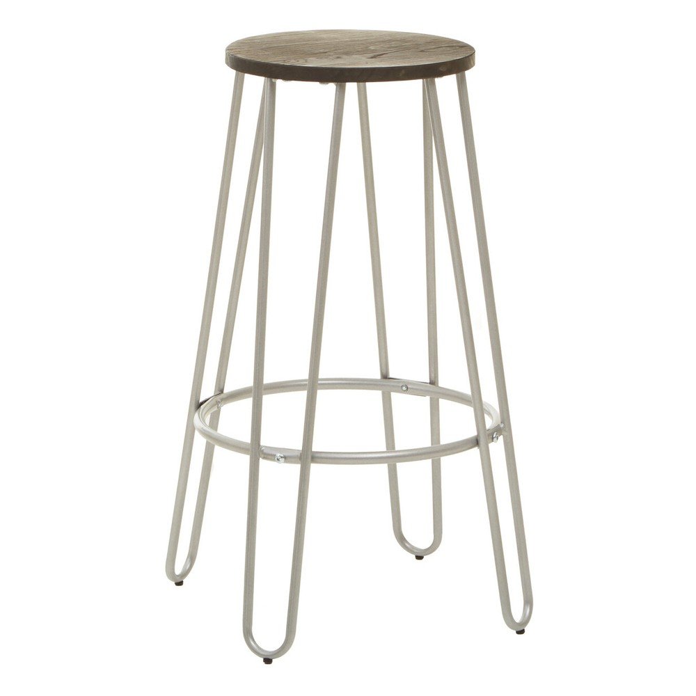 Ezüstszínű-natúr színű szilfa bárszék (ülésmagasság 75 cm) District – Premier Housewares