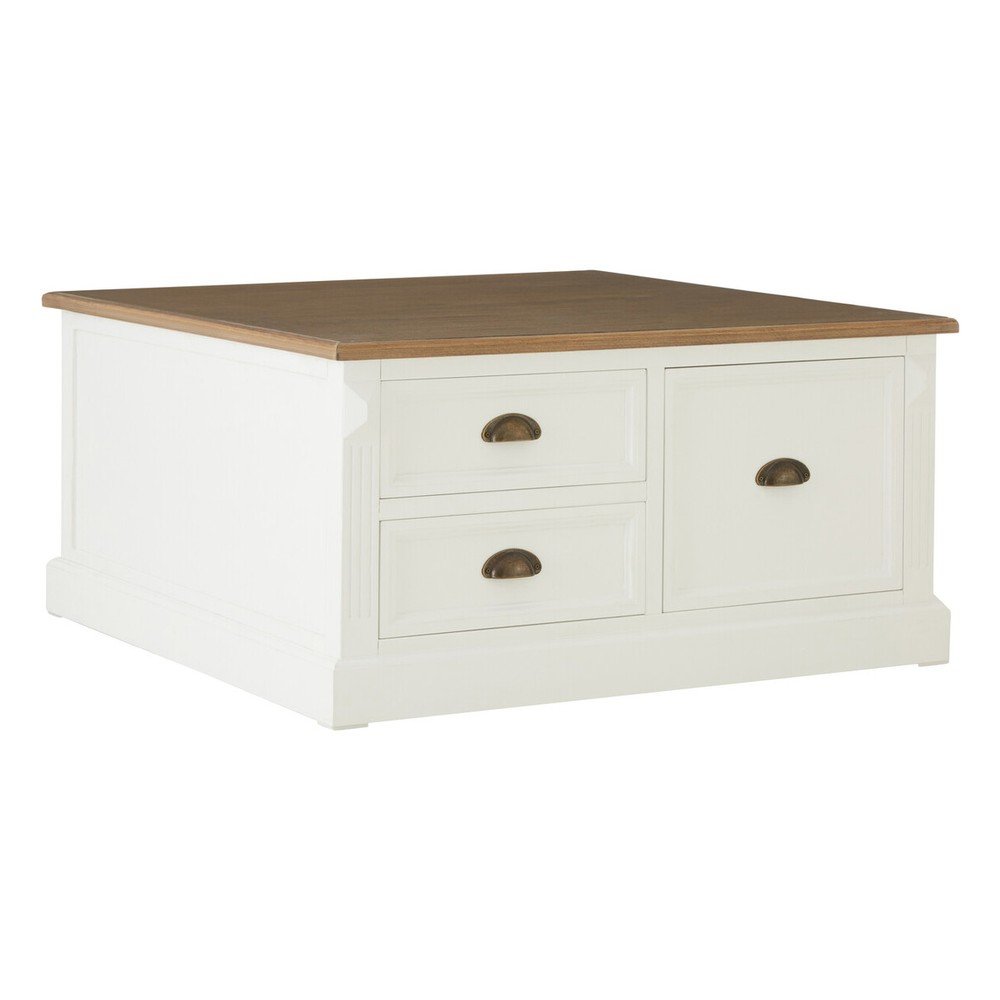 Fehér dohányzóasztal fenyőfa dekorral 90x90 cm Hardwick – Premier Housewares