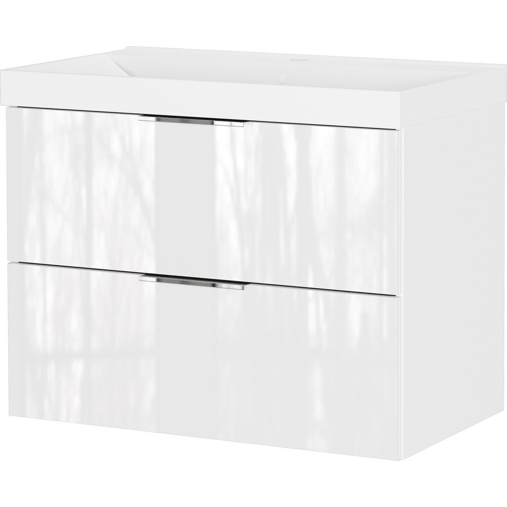 Fehér fényes fali mosdó alatti szekrény 81x65 cm Celano – Germania