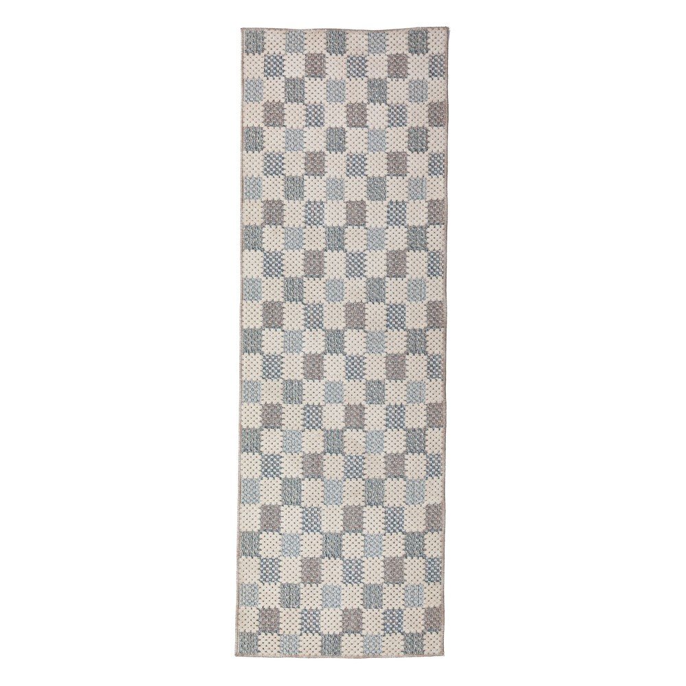 Kék mosható pamutkeverék futószőnyeg 80x230 cm Muted Checkerboard – Flair Rugs