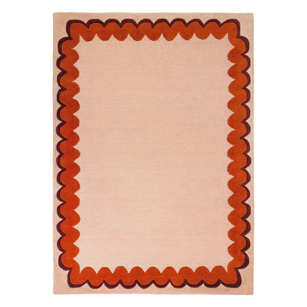 Narancssárga-natúr színű kézi szövésű gyapjú szőnyeg 160x230 cm Wiggle Wool – Flair Rugs