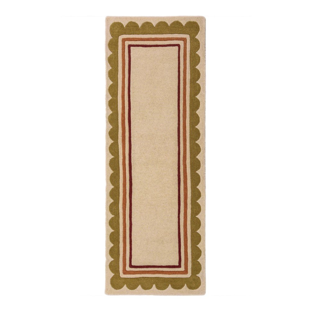 Natúr színű kézi szövésű gyapjú futószőnyeg 80x230 cm Lois – Flair Rugs